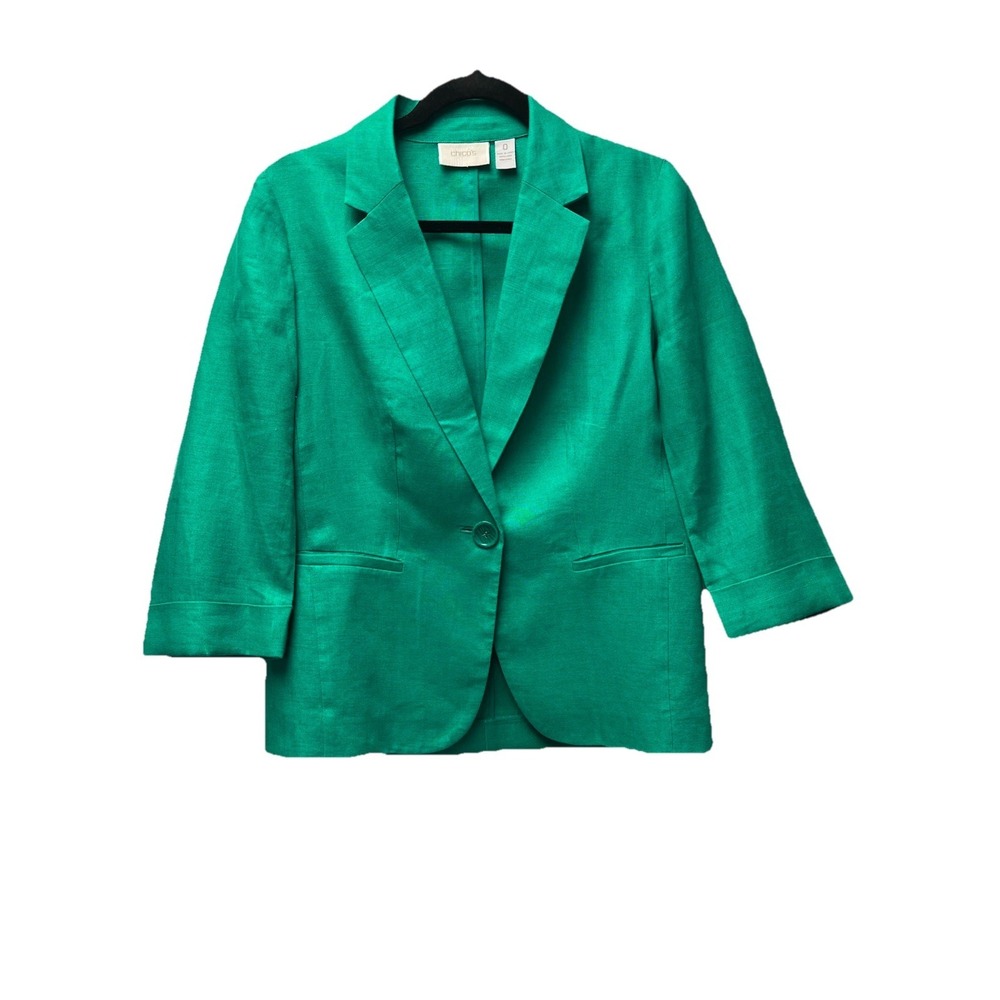 Chico's 0 Linen Jacket Preppy Capsule Boho Classic 90s Collegiate Academia Y2K